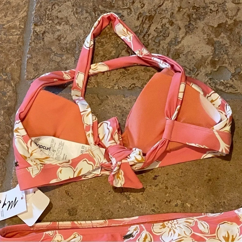 NWT~RIPCURL Dusty Rose Floral Paradise Beach 2-Piece Bikini Set Size Small